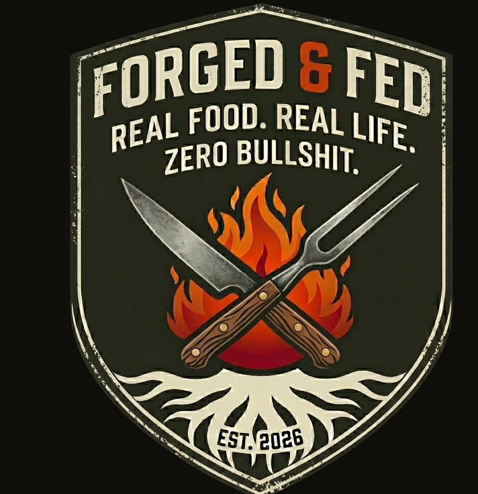 Forged & Fed logo — Real Food. Real Life. Zero Bullshit.